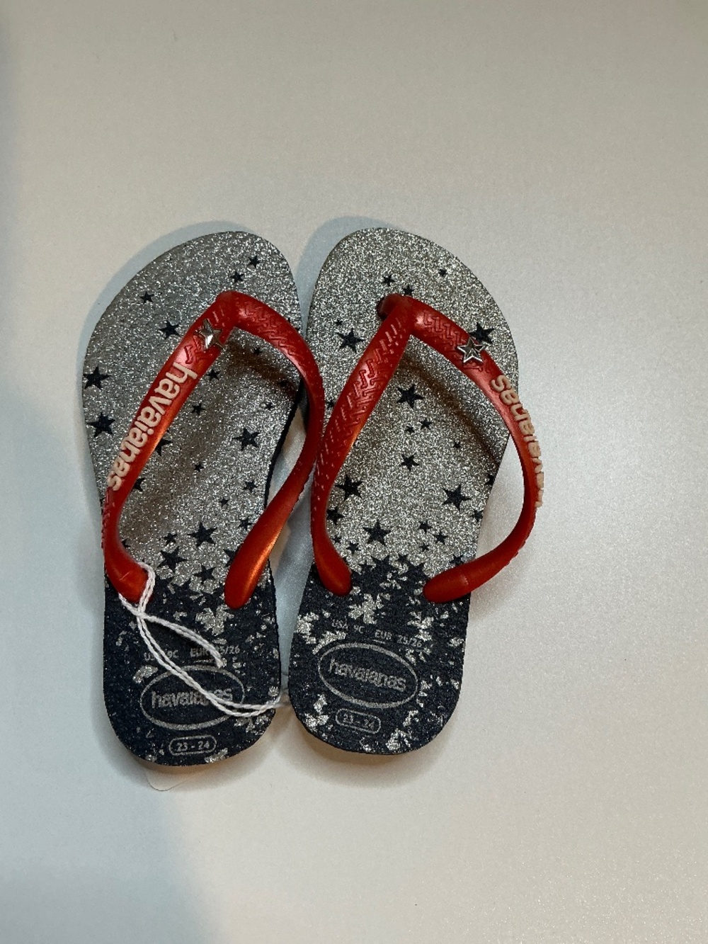 Havaianas red silver blue stars 9 toddler